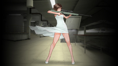 Brunettes dress weapons sniper