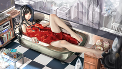 Brunettes ecchi bathing long