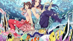 Brunettes fish blue hair