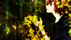 Brunettes Flowers leaves nekomimi