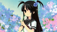 Brunettes Flowers twintails black