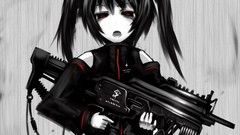 Brunettes Guns red eyes