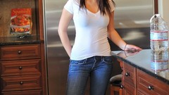 Brunettes jeans kitchen
