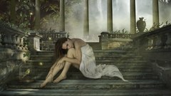 Brunettes legs woman artwork