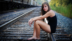 Brunettes legs woman blue