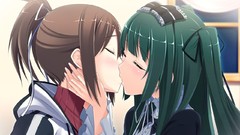 Brunettes lesbians kissing yuri