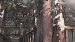 Brunettes long hair buildings