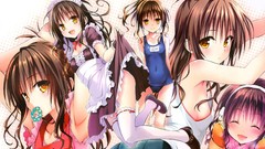 Brunettes maids short hair yellow eyes yuuki mikan to-love-ru 