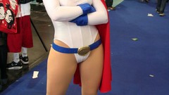 Brunettes models cleavage cosplay huge boobs Power Girl