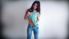 Brunettes models Simple Background alina