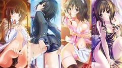 Brunettes panties cleavage long