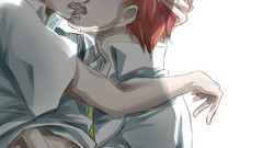 Brunettes school uniforms kissing