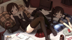 Brunettes school uniforms thigh