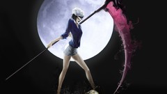 Brunettes scythe moon weapons