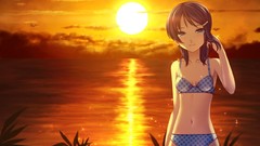 Brunettes sun bikini Anime