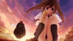 Brunettes sunset video games