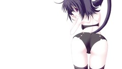 Brunettes tails panties white