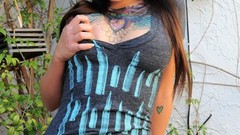 Brunettes tattoos boobs woman