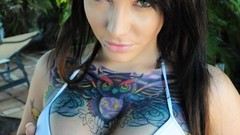 Brunettes tattoos boobs woman