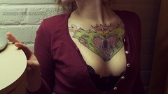 Brunettes tattoos boobs woman