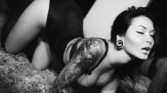 Brunettes tattoos legs boobs