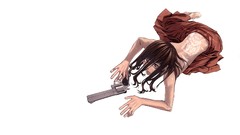 Brunettes tattoos pistols Guns