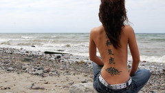 Brunettes tattoos woman Beaches