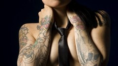 Brunettes tattoos woman panties