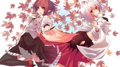 Brunettes touhou autumn leaves