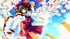 Brunettes touhou cherry blossoms