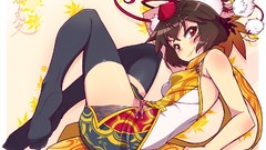 Brunettes touhou leaves red