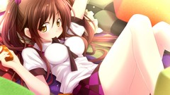 Brunettes touhou Midori twintails himekaidou hatate tengu