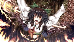 Brunettes touhou wings red