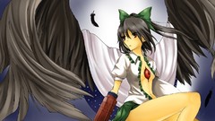Brunettes touhou wings weapons
