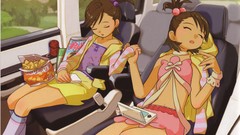 Brunettes twins sleeping Anime
