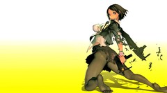 Brunettes weapons brown eyes