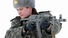 Brunettes winter Guns Army