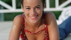 Brunettes woman Alizée smiling