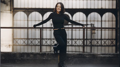 Brunettes woman Alizée smiling