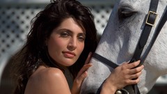 Brunettes woman Animals Celebrity