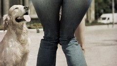 Brunettes woman ass Dogs