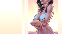Brunettes woman bikini comics