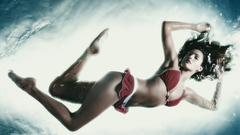 Brunettes woman bikini wet