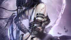 Brunettes woman Birds Archers