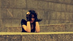 Brunettes woman black dress