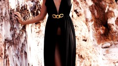 Brunettes woman black dress