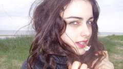 Brunettes woman blue eyes