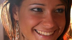 Brunettes woman blue eyes