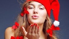 Brunettes woman Christmas santa