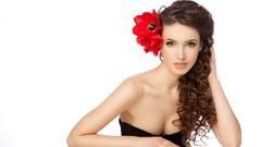 Brunettes woman cleavage curly